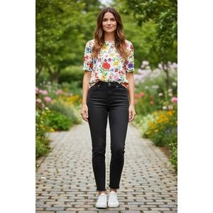 MOTHER The Stunner Zip Ankle Step Fray Jeans Faded Black Size 31 EUC